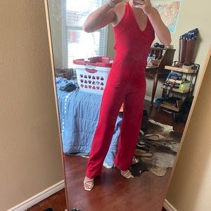 Open back red jumper